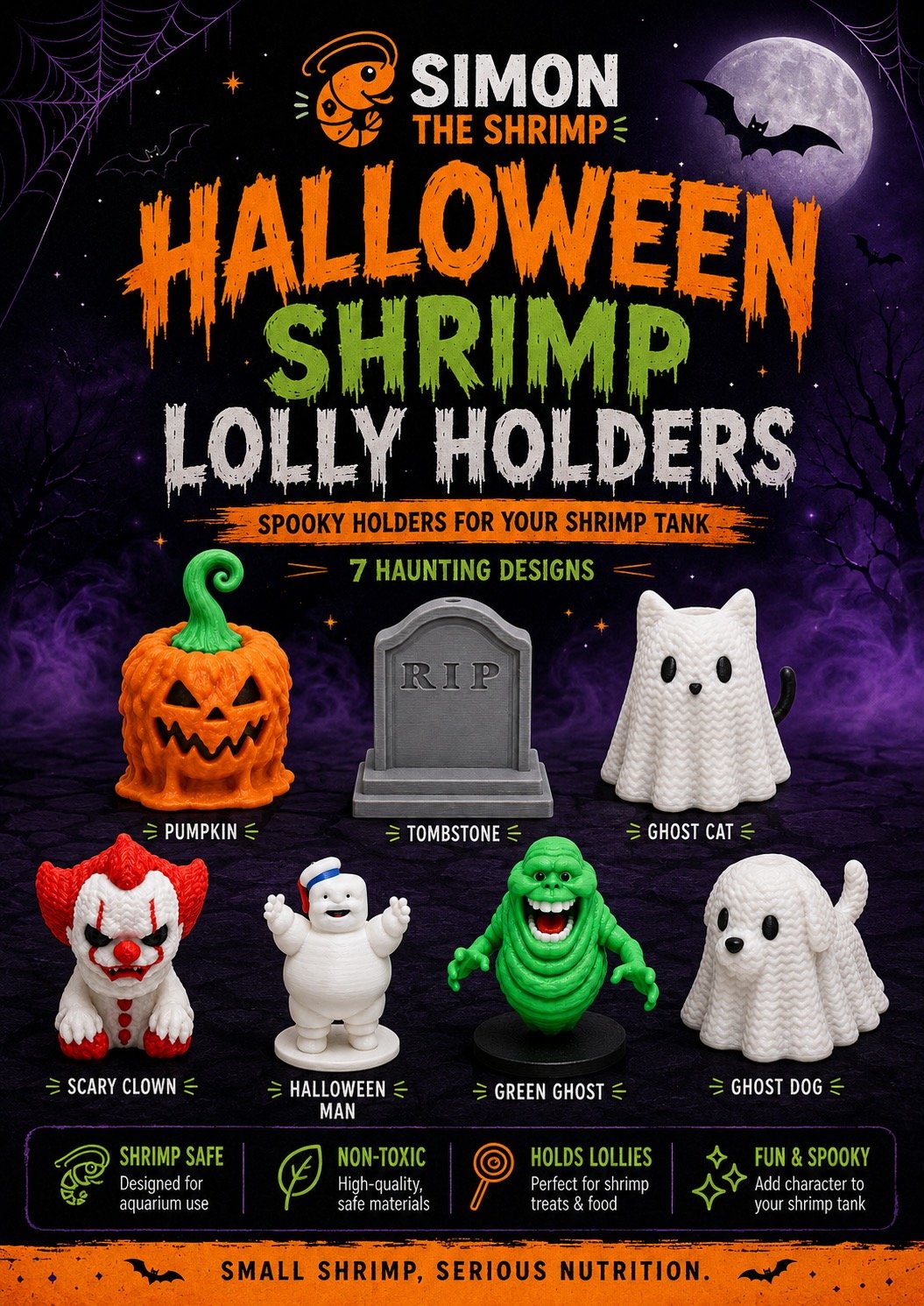 Shrimp Lolly Holders, Spooky Halloween